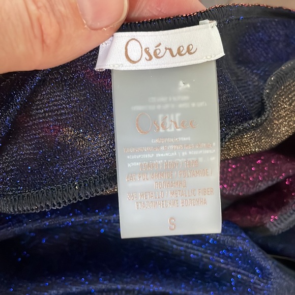 Oseree Highneck Halter Dress in Shimmery Stripe Size S - Picture 8 of 11